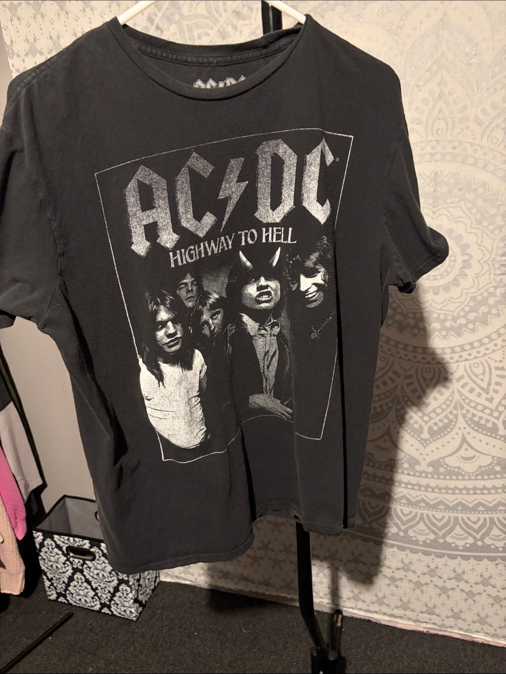 ACDC Highway to Hell Album Cover Band Graphic Tee Black Men's Size L